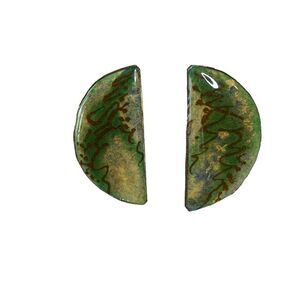 Vintage Handmade Geo Half Moon Post Back Earrings